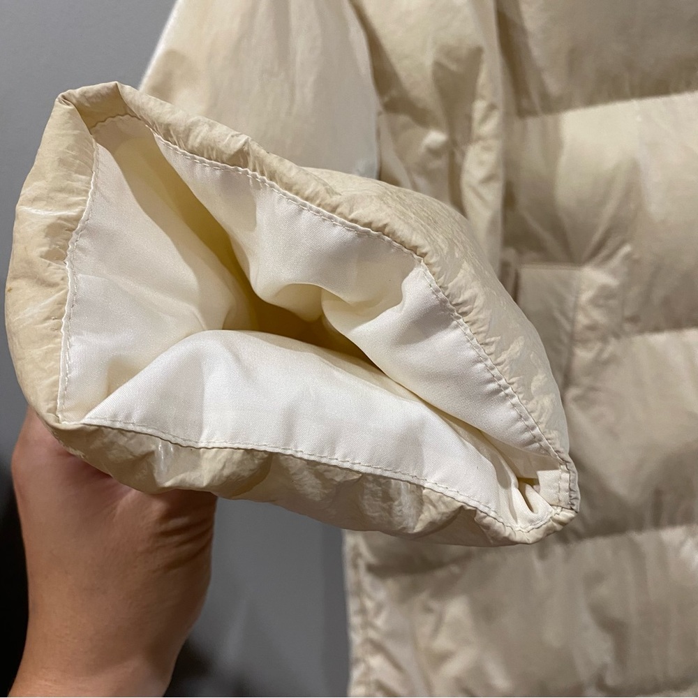 Zara Nylon Puffer Jacket Coat Cream Ivory Large - Picture 12 of 12